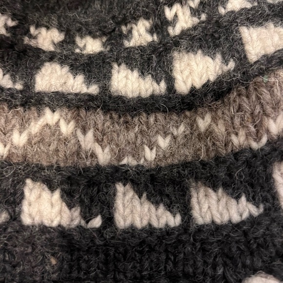 hand Made Everest wool hat w/ fleece inside grey/black/tan - Picture 2 of 3